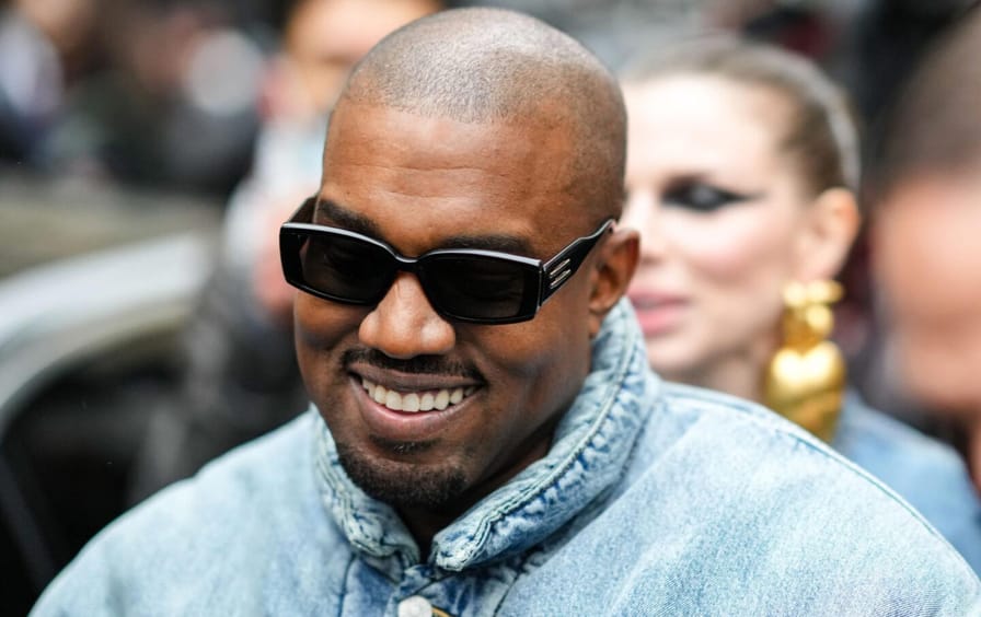 Ye is seen, outside Kenzo, during Paris Fashion Week on January 23, 2022 in Paris, France.