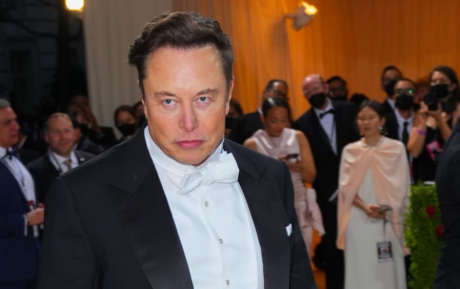 Elon Musk stares down the camera at the 2022 Met Gala.