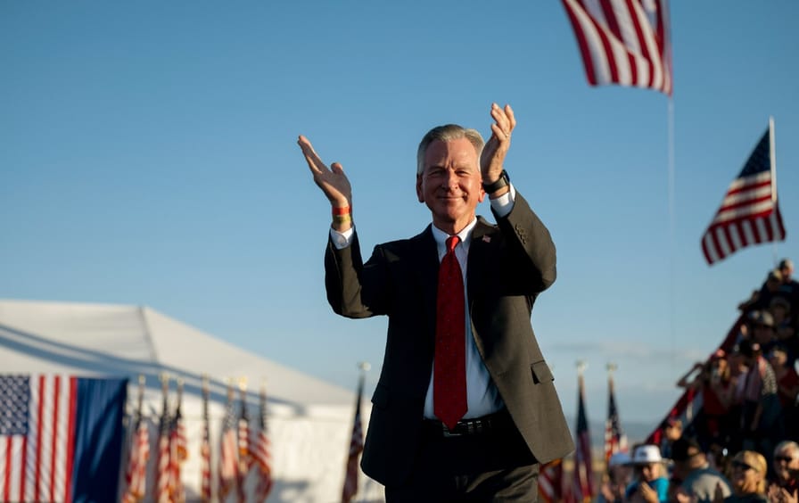 Sen. Tommy Tuberville (R-Ala.) at a rally for former president Donald Trump.