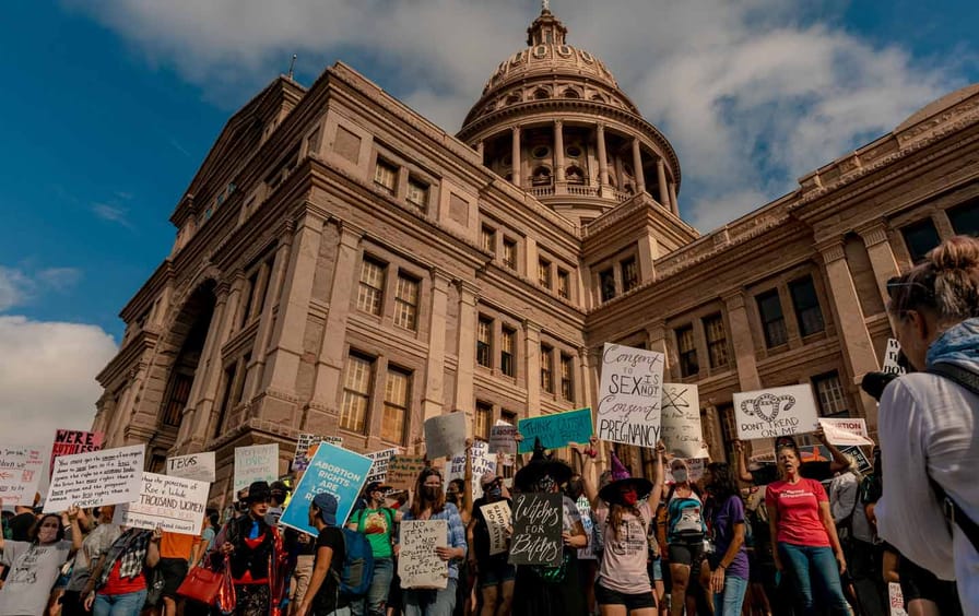 Protesters outside the State Capitol in Austin, Texas
