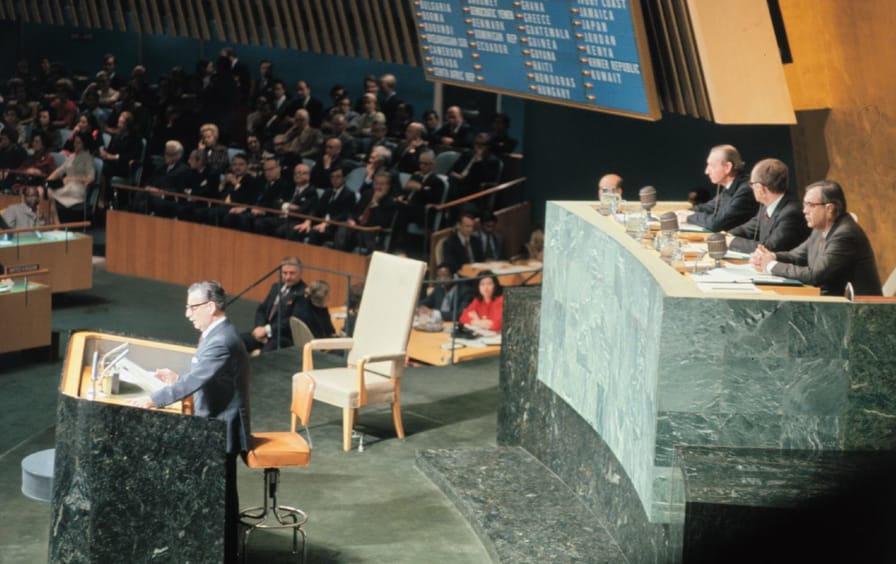 Salvadore Allende addressing UN