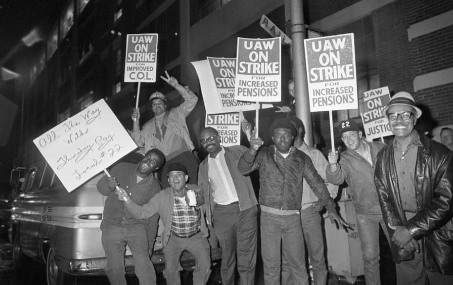 General Motors workers strike on September 14, 1970.
