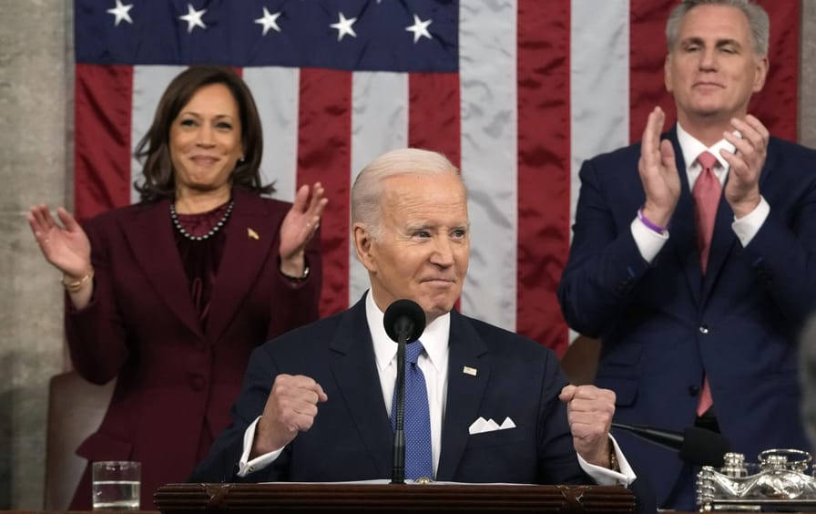 Joe Biden speaking during his third State of the Union address