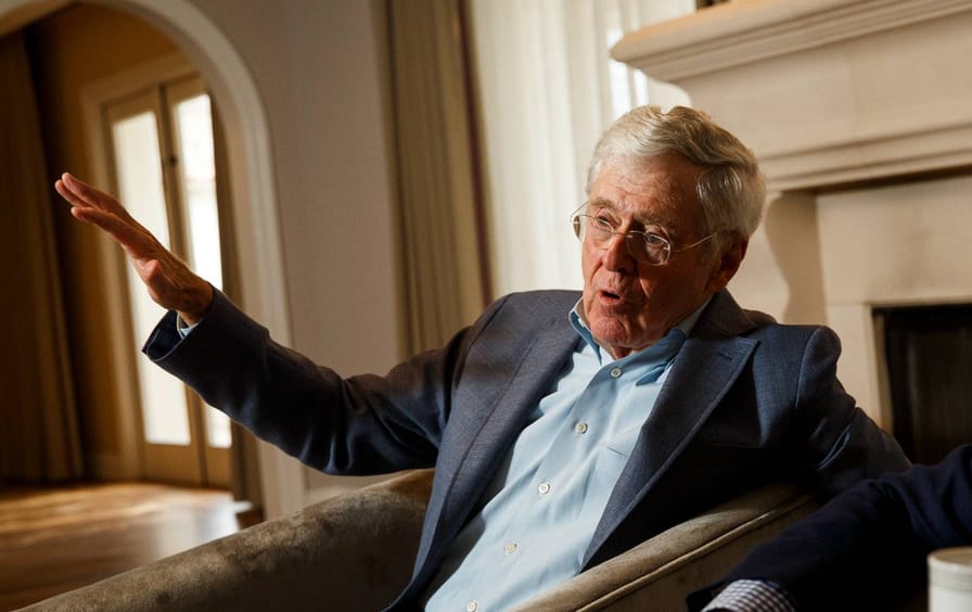 Charles Koch during an interview with the Washington Post at the Freedom Partners Summit on August 3, 2015.