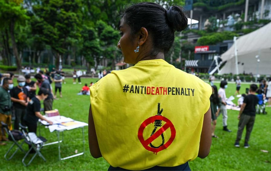 activist at death penalty protest in Singapore