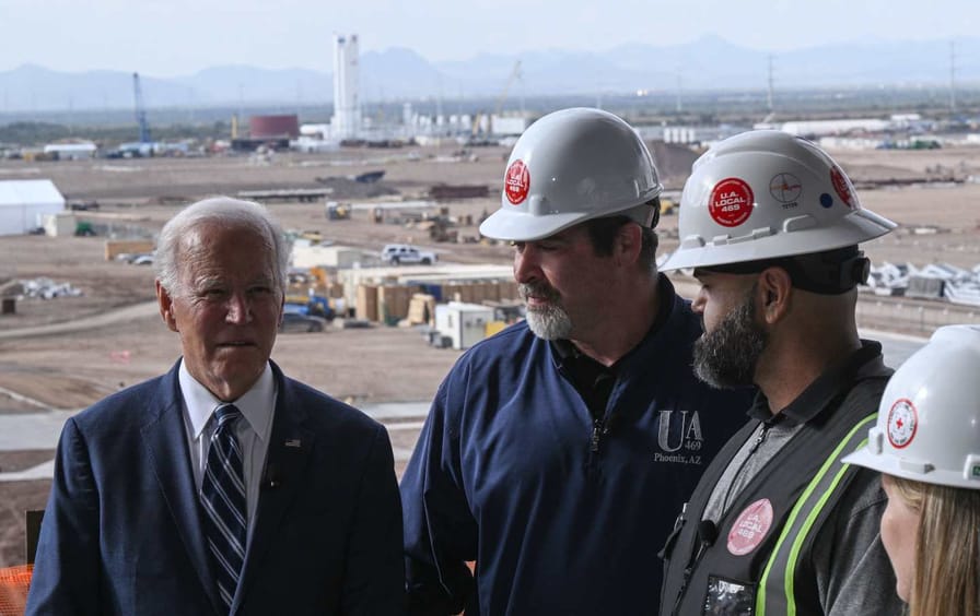 President Joe Biden tours the TSMC semiconductor facility in Phoenix, Ariz.