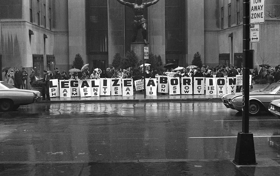 A demonstration at Rockefeller Center, New York city, 1968