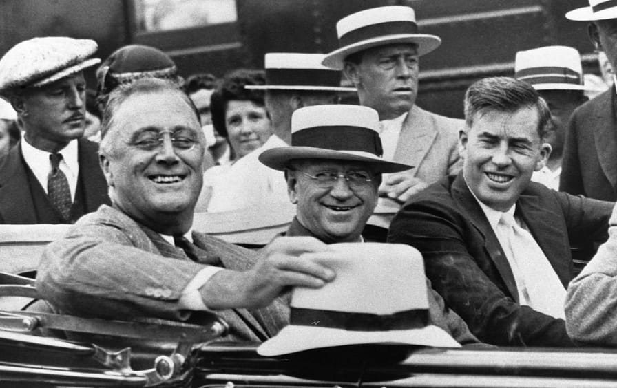 FDR and New Dealers in car