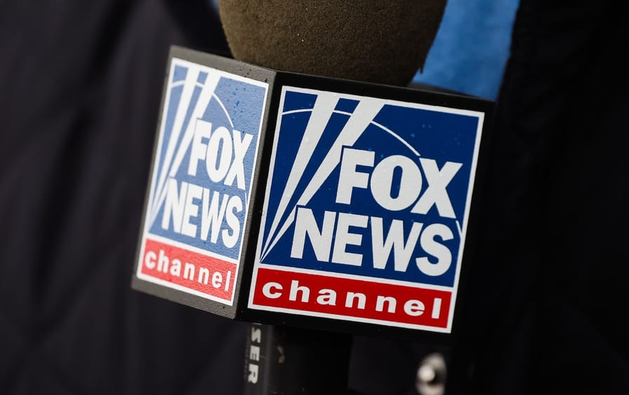 A Fox News reporter's microphone.