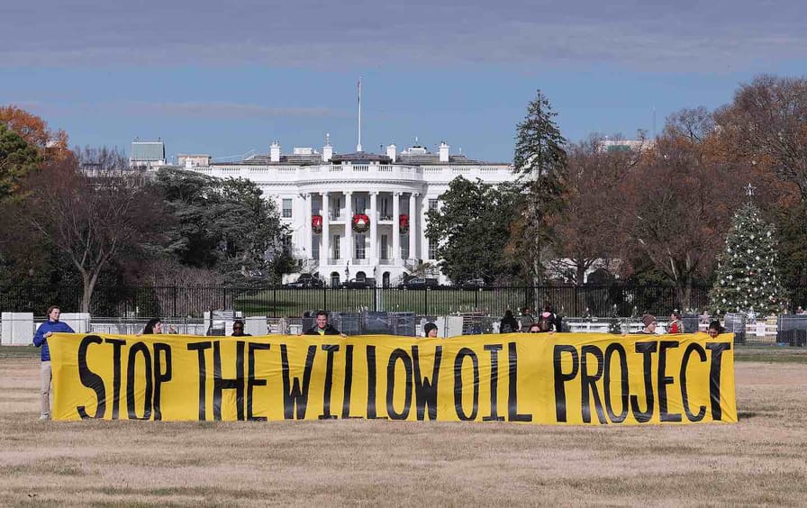 Students and community members demand that President Biden stop the Willow Project