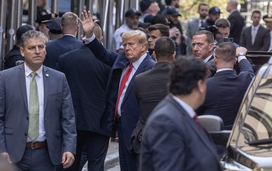 Former US president Donald Trump arrives at the New York criminal court in Manhattan on April 4, 2023, to face an indictment brought by a grand jury assembled by Manhattan District Attorney Alvin Bragg.