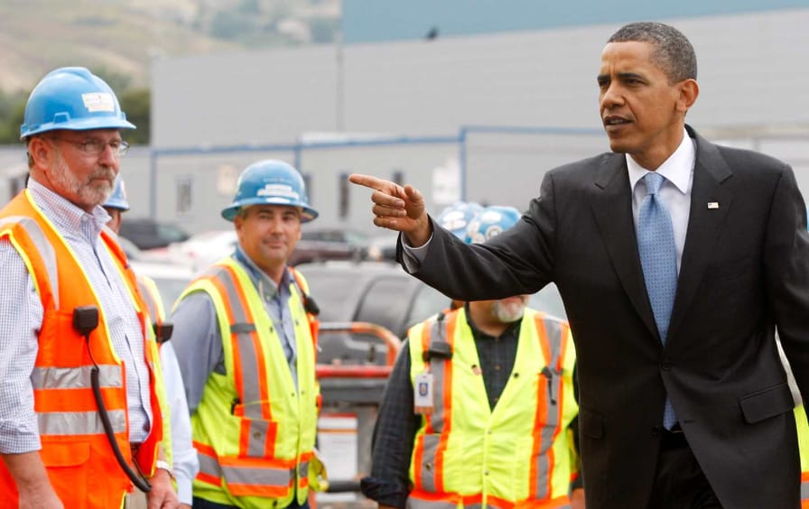 President Barack Obama visits a Solyandra manufacturing facility in Fremont, Calif., in 2010.