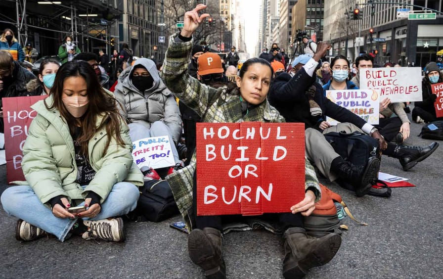 Tiffany Cabán at an NYC climate protest