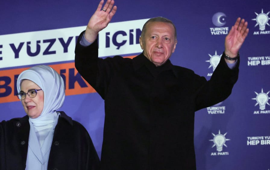 Turkish President Tayyip Erdogan speaks to a crowd