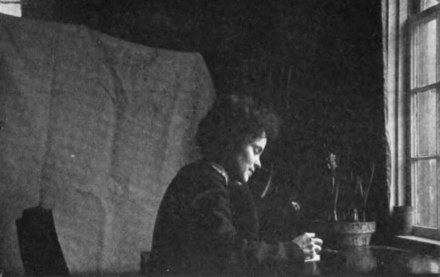 Activist and author Dorothy Canfield Fisher at her desk.