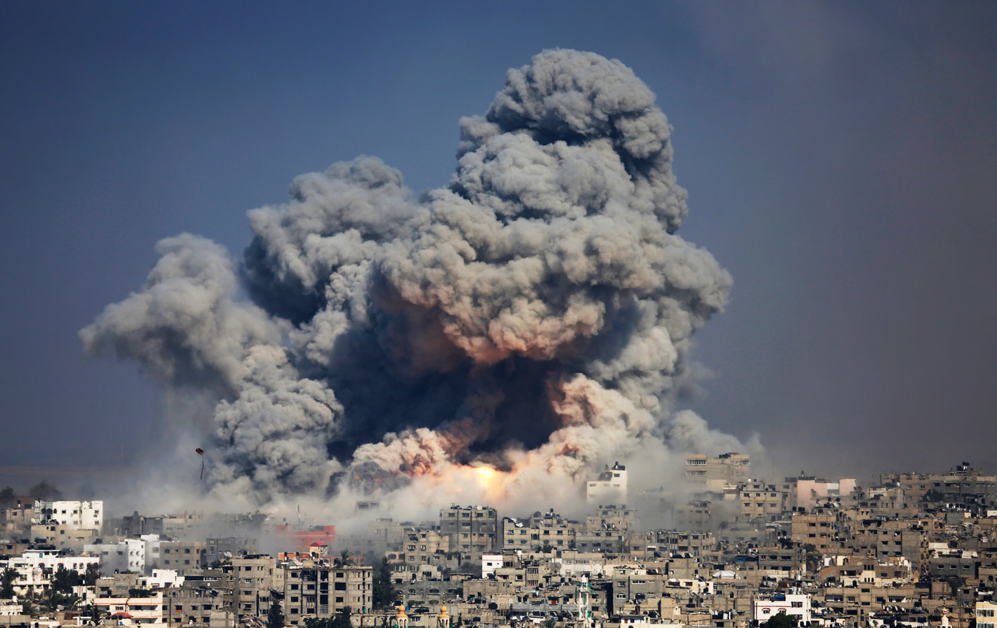 An Israeli strike over Gaza City