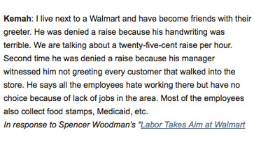 Comments of the Week: Walmart, OWS and Romney