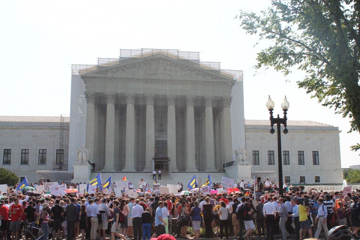 Jubilant Crowd Greets Supreme Court Rulings