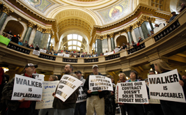 Tens of Thousands Protest Move by Wisconsin’s Governor to Destroy Public Sector Unions