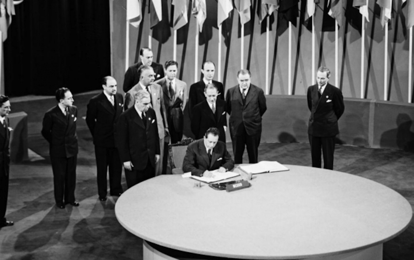 Delegates sign the UN Charter