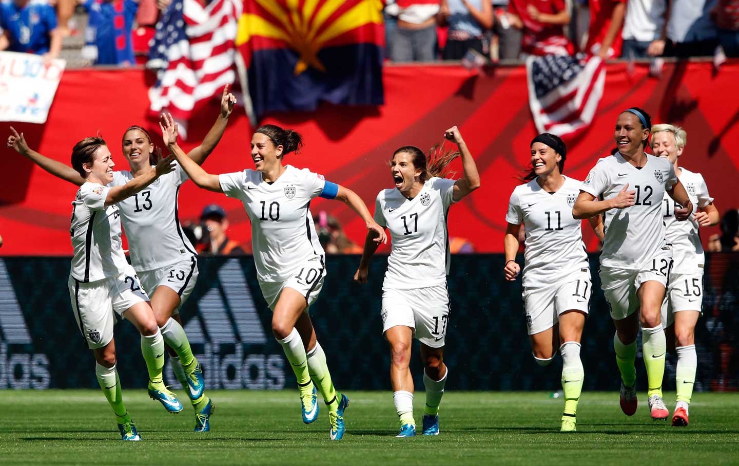 Carli Lloyd celebrates during World Cup