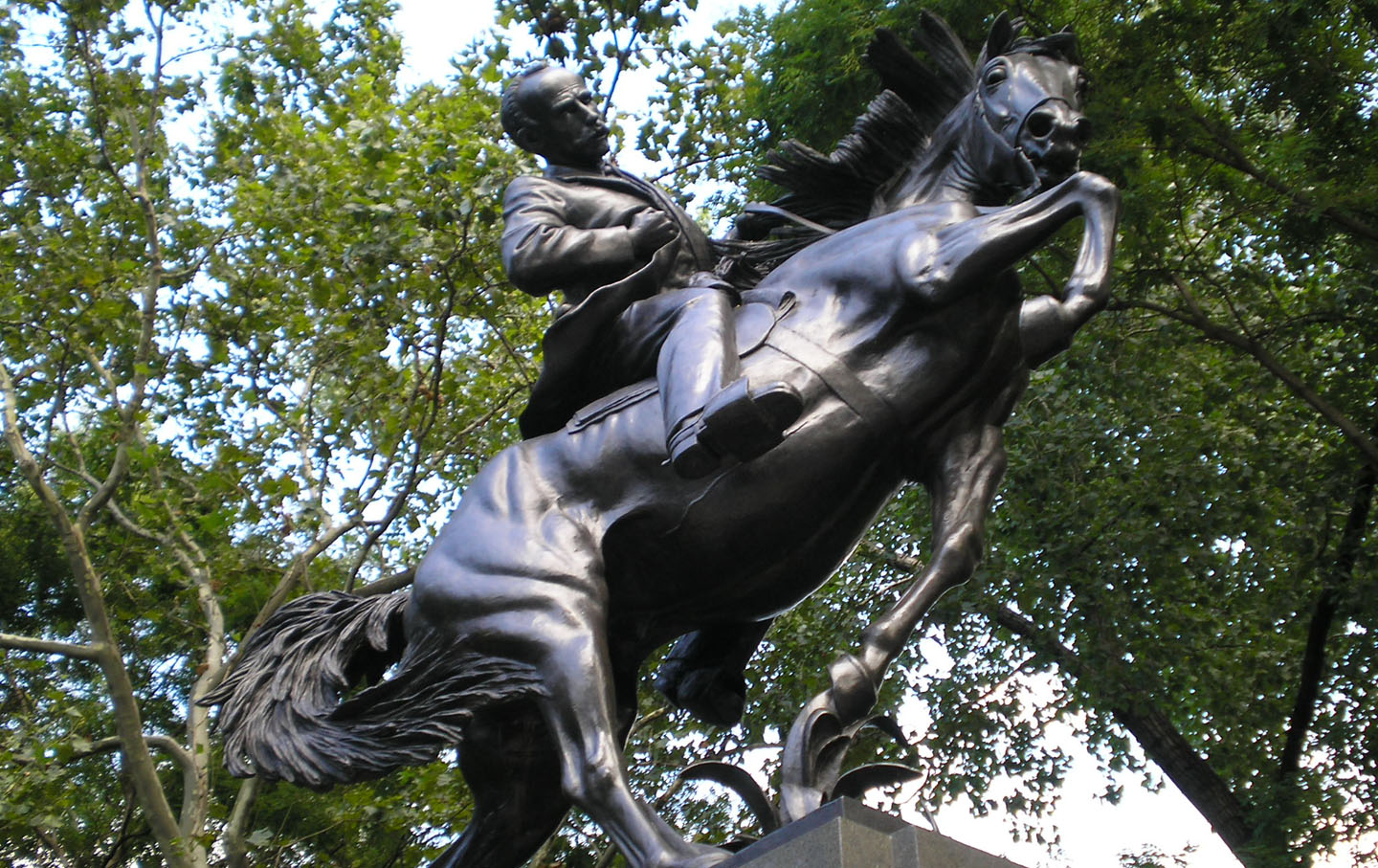 Equestrian statue of Jose Marti in Central Park of New York.