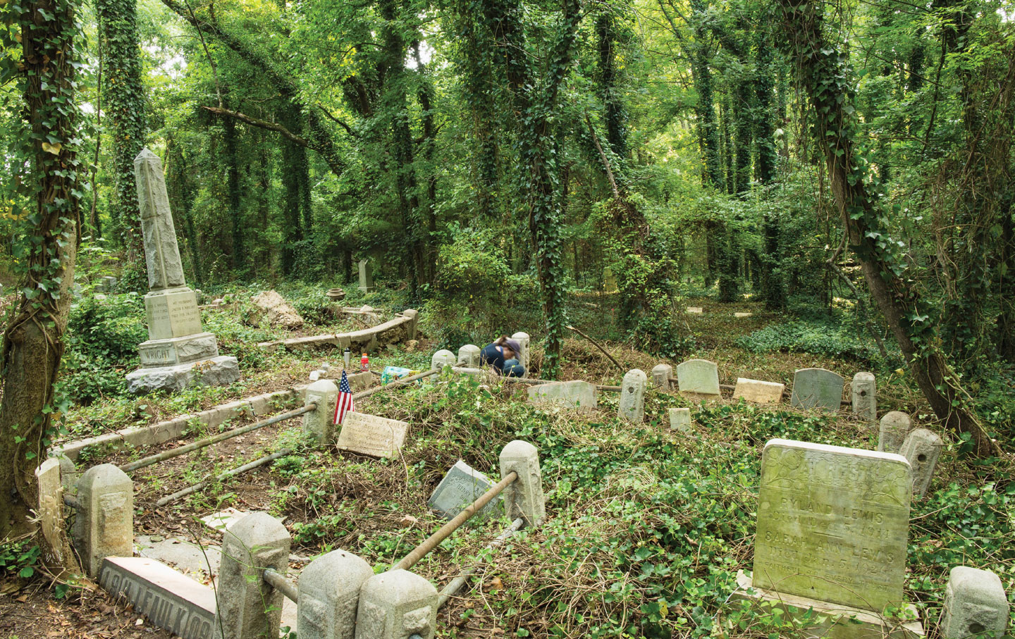 East End Cemetery in Richmond, Virginia, is one of several historic black cemeteries that have been overtaken by weeds and trash.