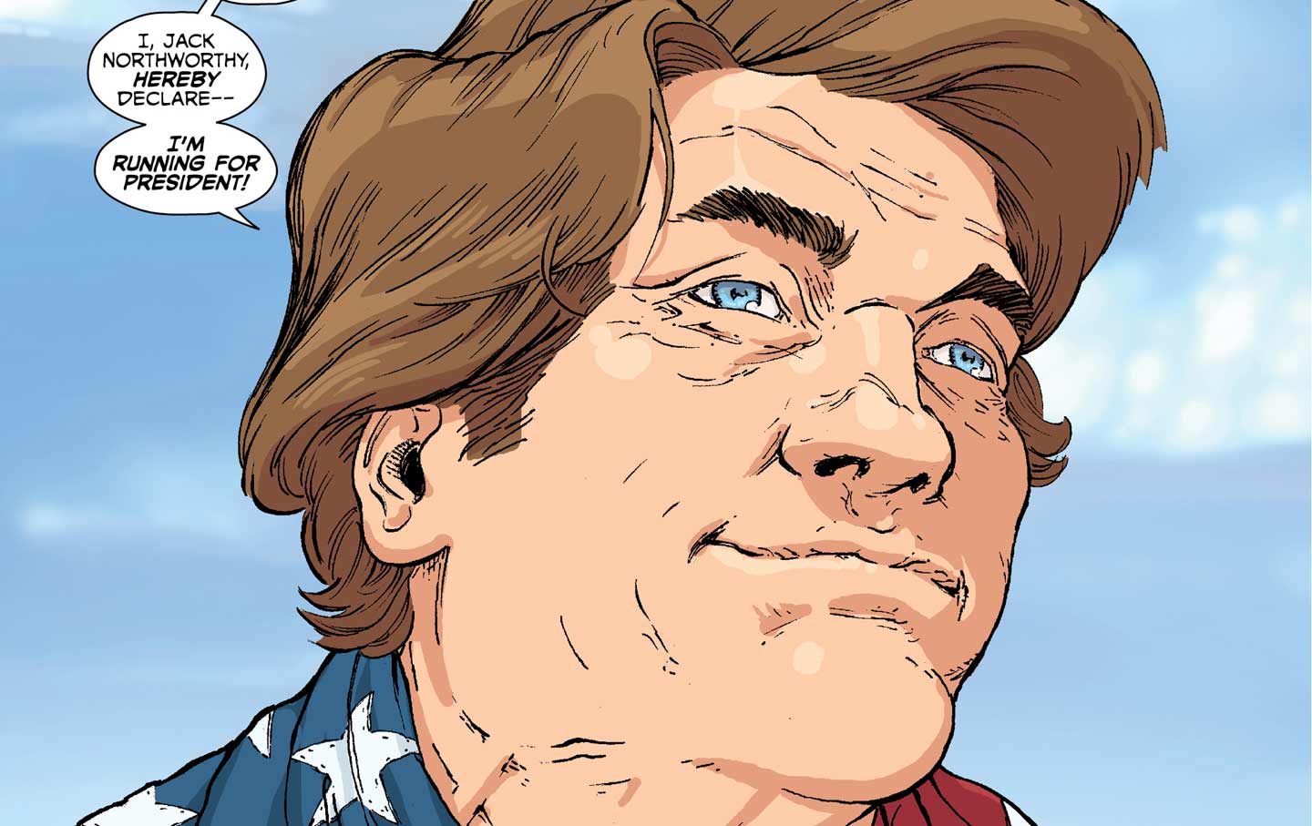 A panel from Image Comics's Citizen Jack featuring satirical presidential candidate Jack Noteworthy.