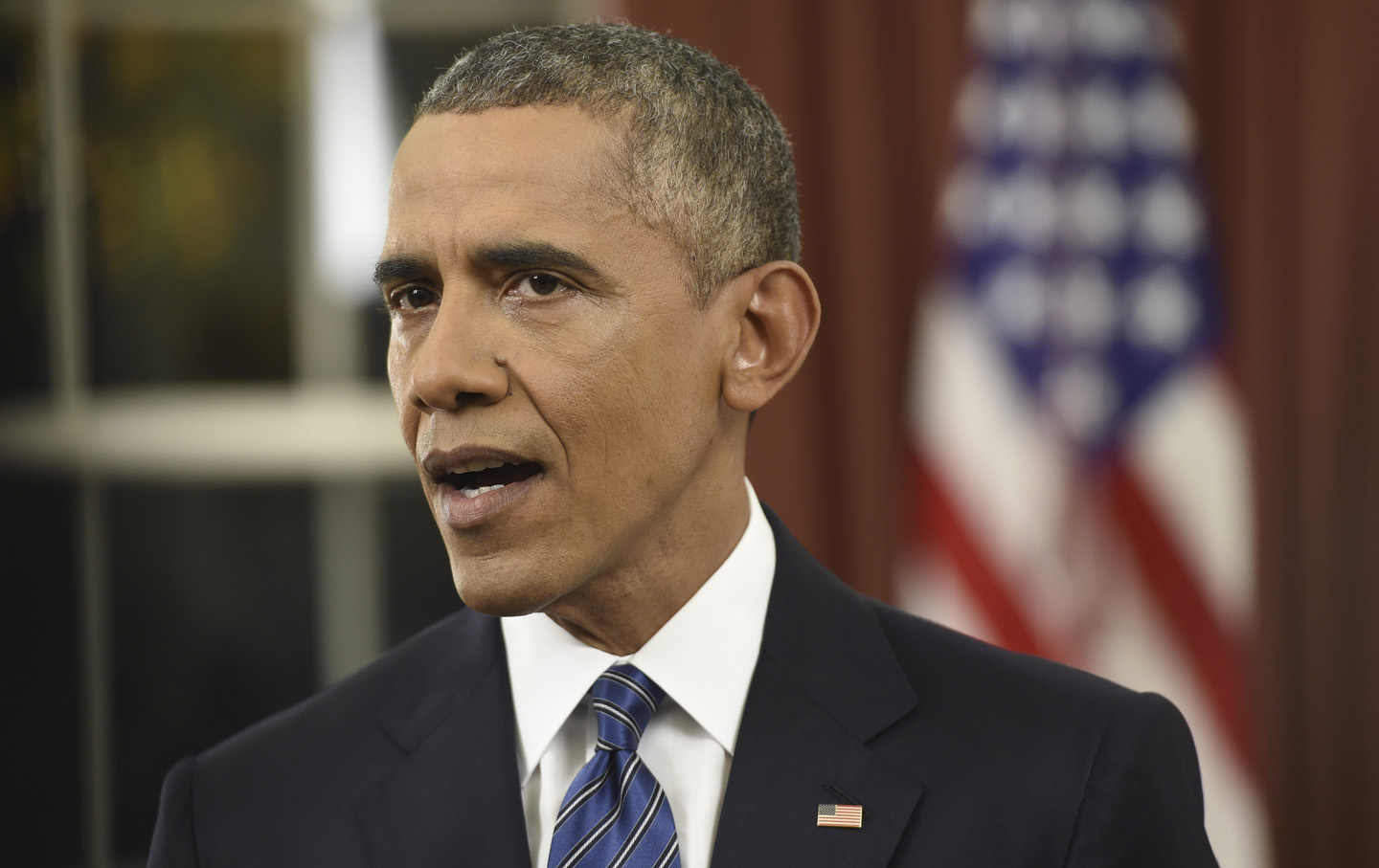 US President Obama speaks about counter-terrorism during an address to the nation from the Oval Office of the White House in Washington