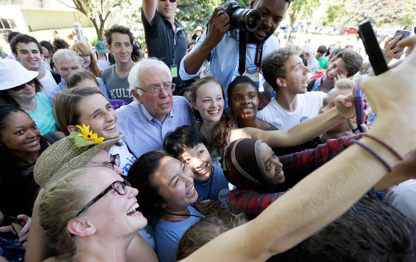 Democratic presidential candidate Bernie Sanders and supporters