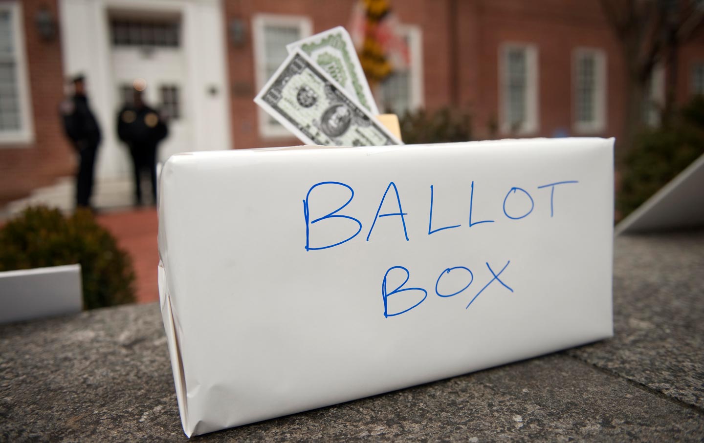 Ballot box stuffed with money