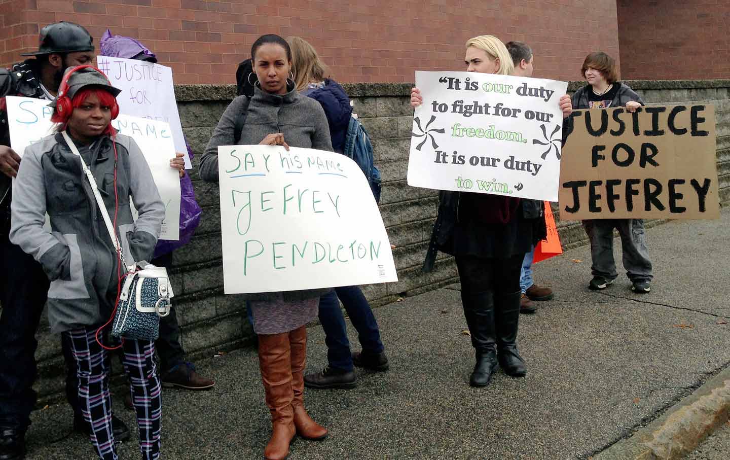 Protester outside jail