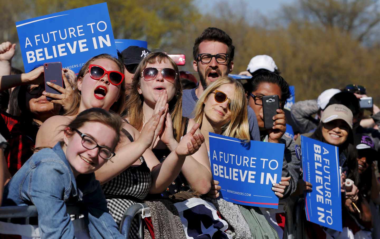 Sanders Supporters in Prospect Park