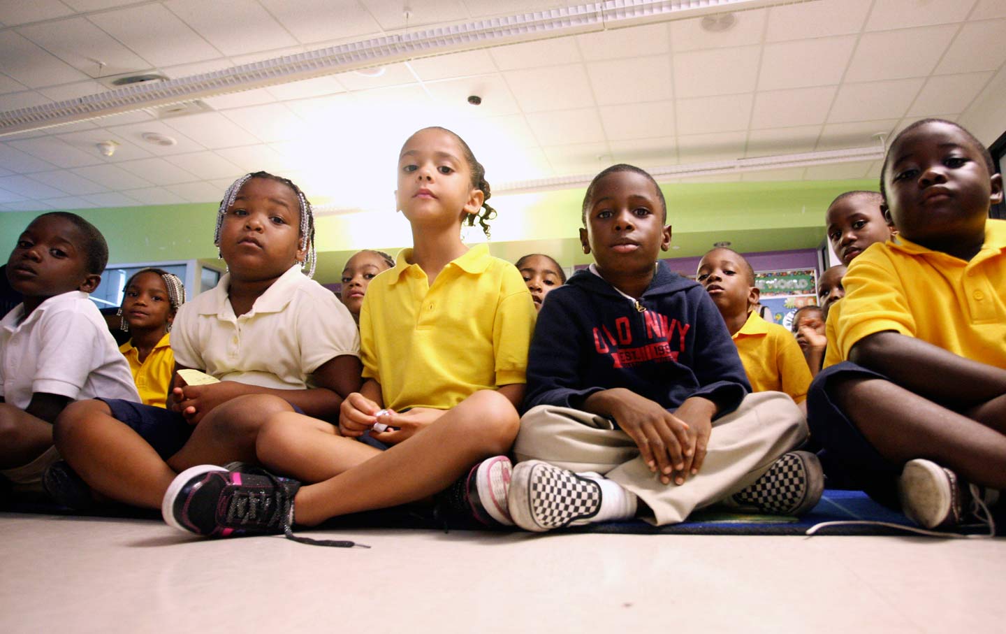 School children sitting in class