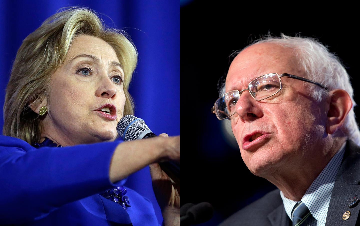 Hillary and Bernie Split Screen
