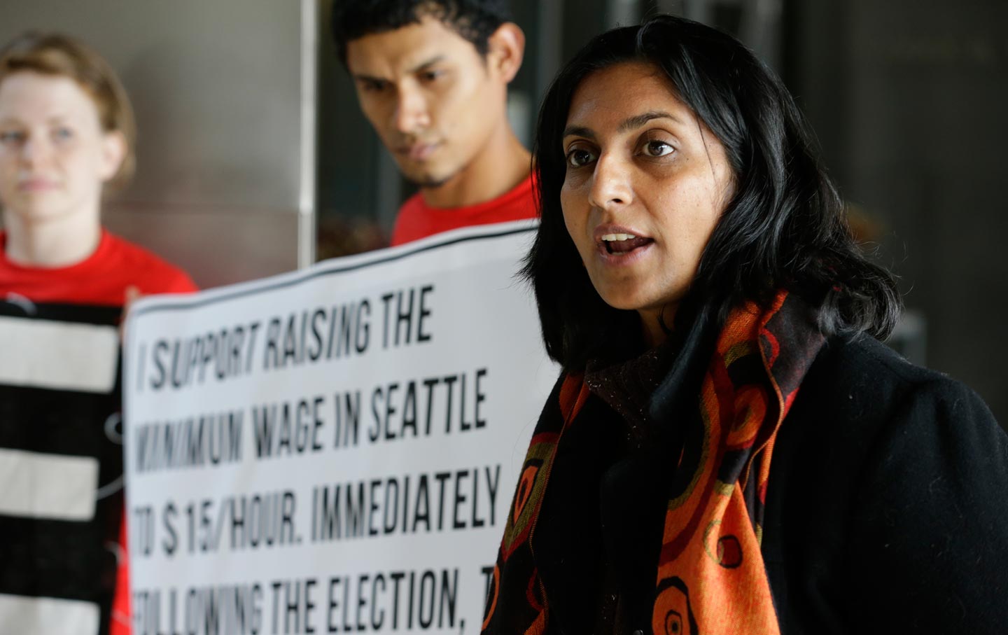 Kshama Sawant $15 minimum wage protest