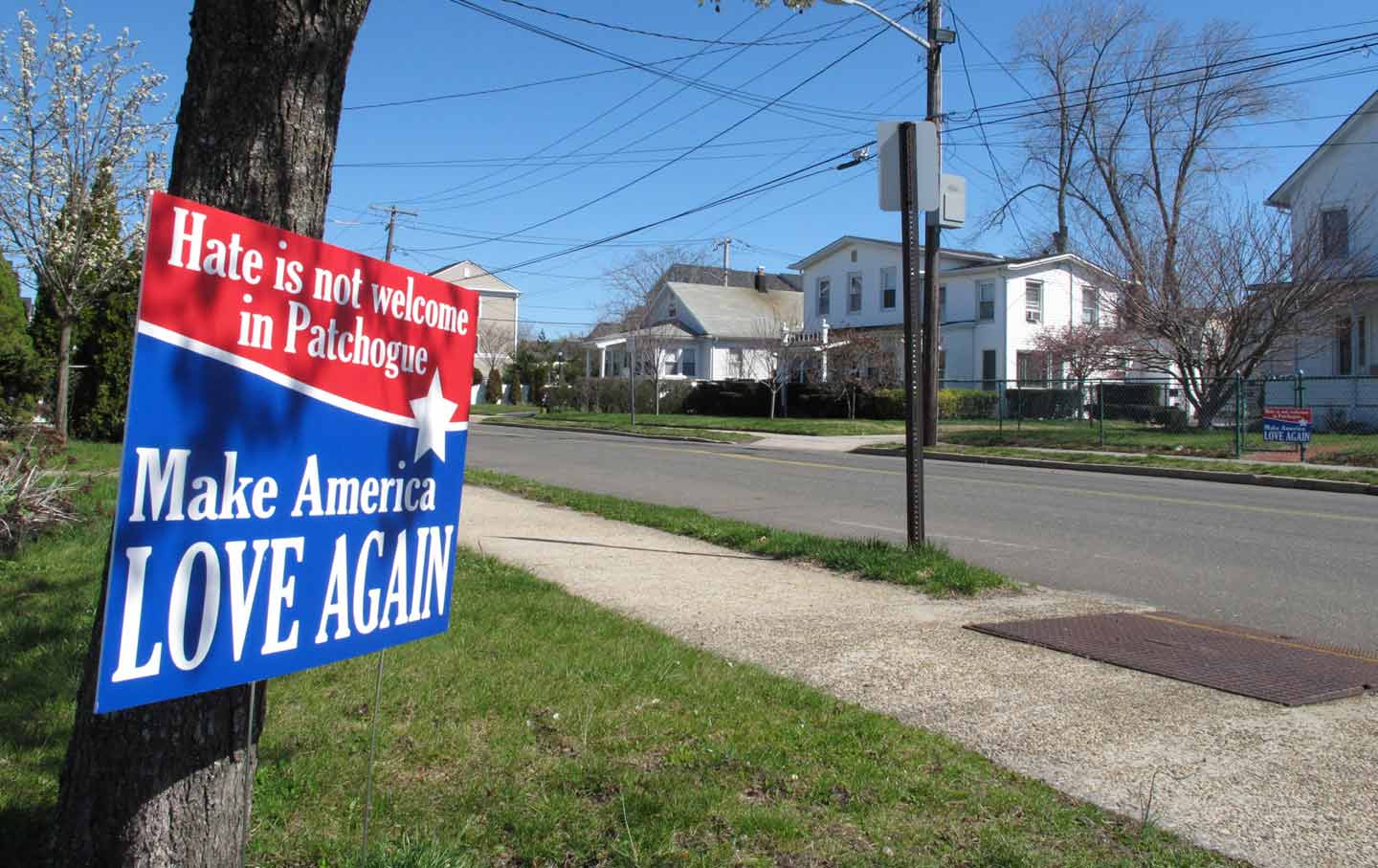 Sign protesting Trump in Patchogue