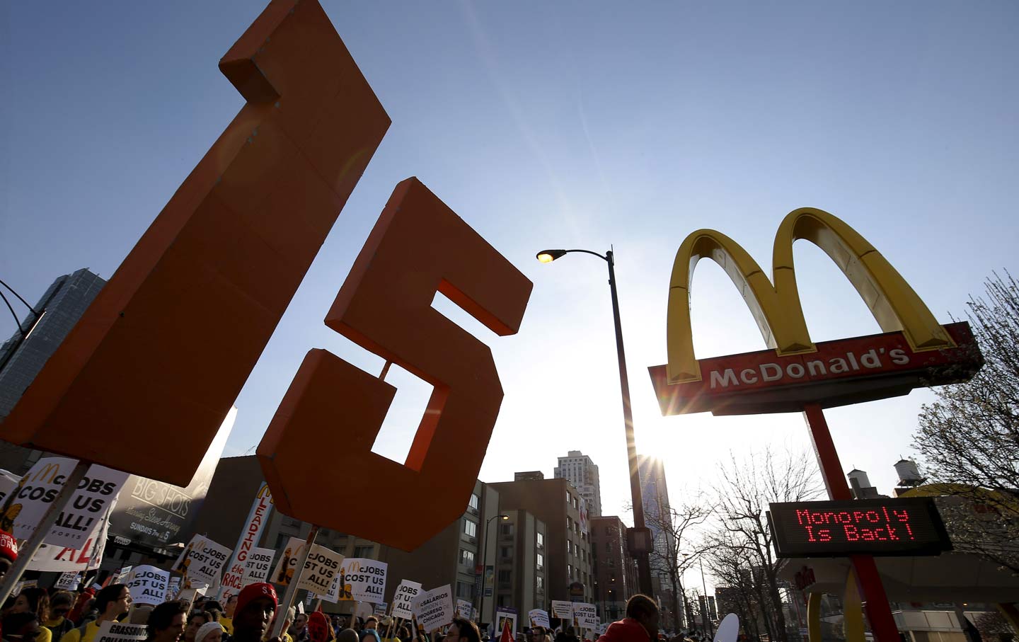 15-an-hour minimum wage protest