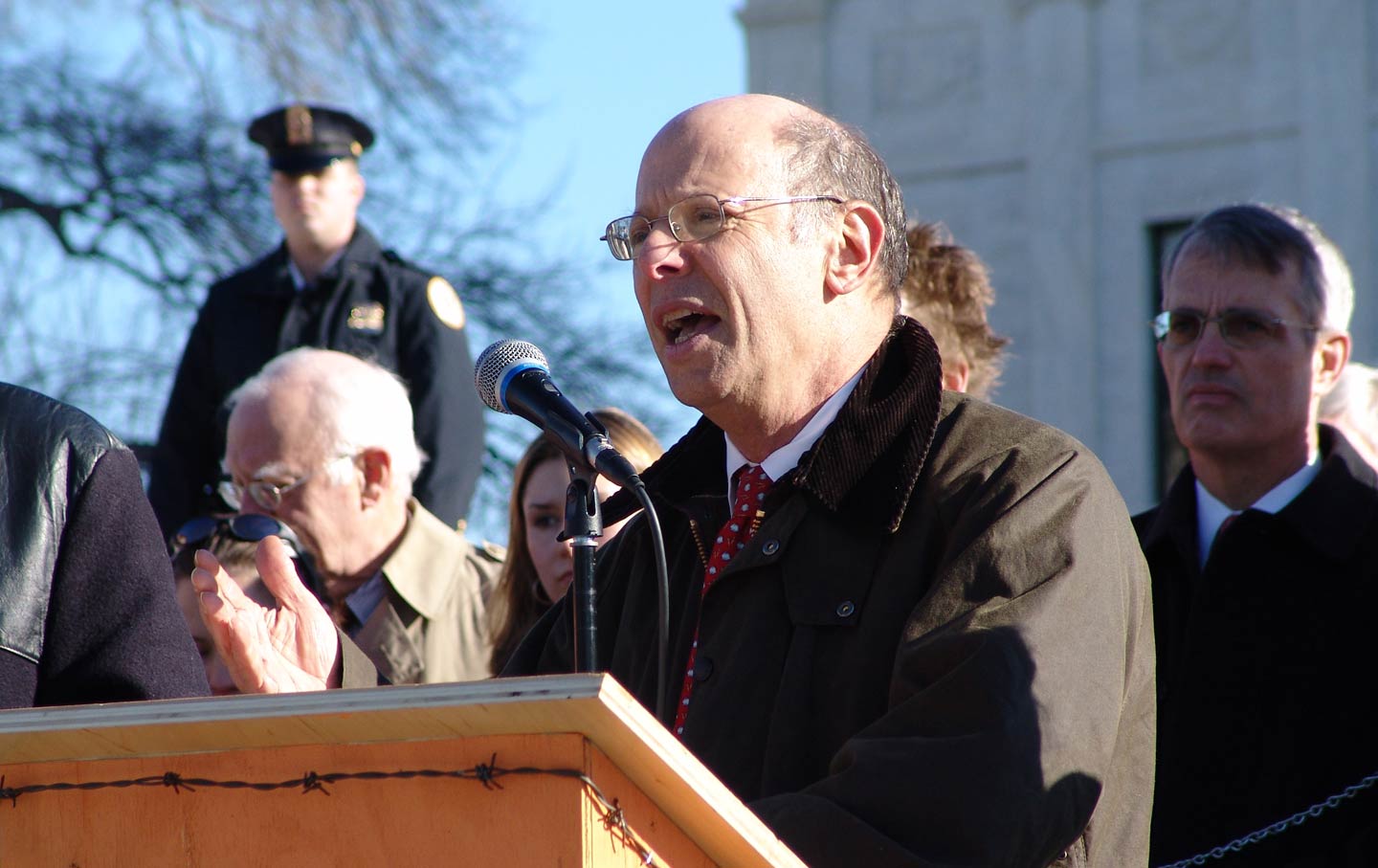 Michael Ratner in front of the Supreme Court