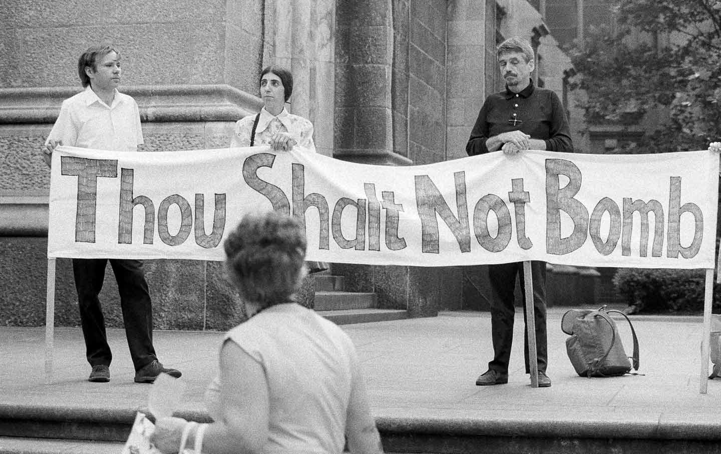 Daniel Berrigan protesting bombing