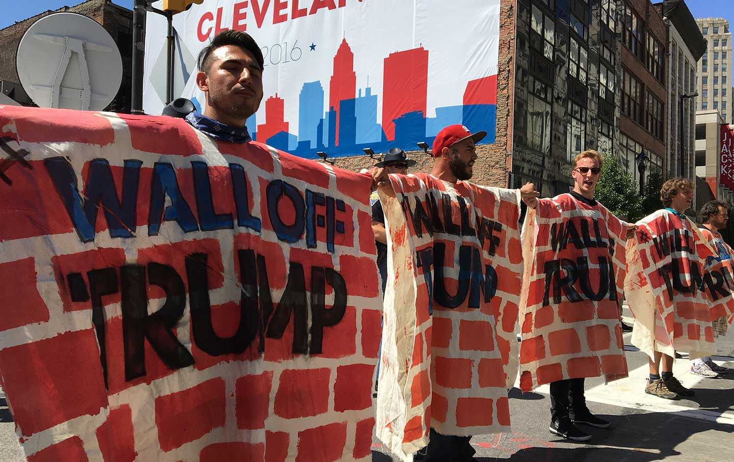 Protesters in Cleveland Bring the Wall to Donald Trump