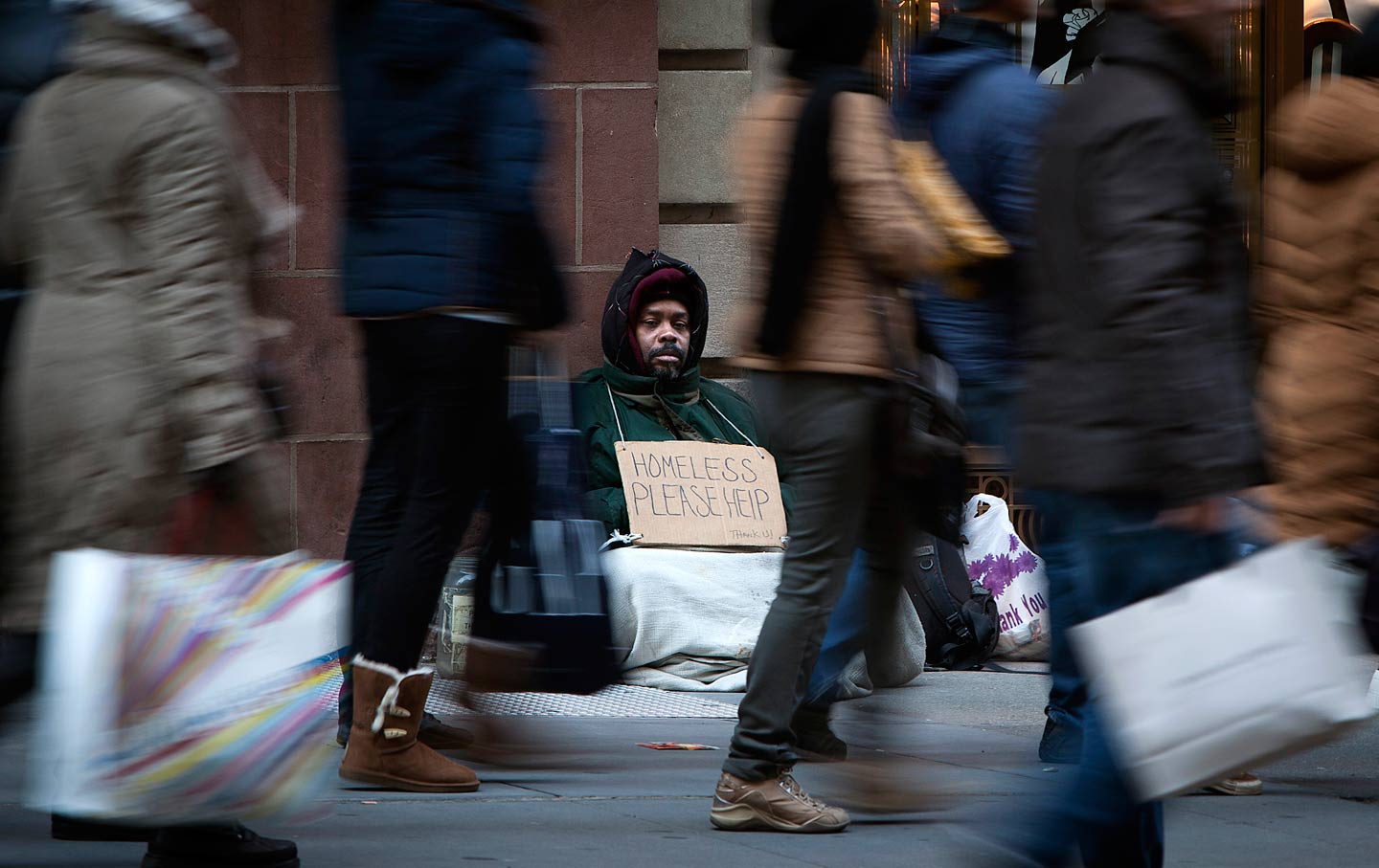 Homeless man in New York City