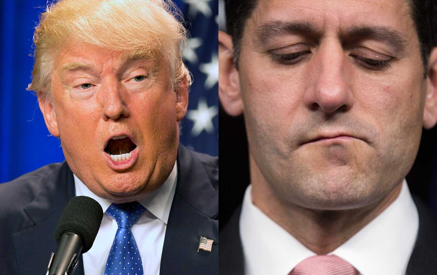 Donald Trump and Paul Ryan splitscreen
