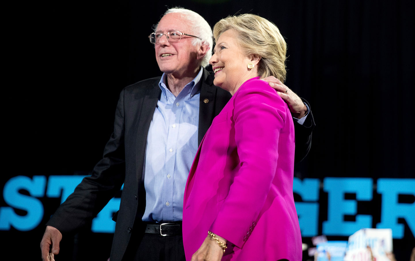 Democratic presidential candidate Hillary Clinton and Sen. Bernie Sanders