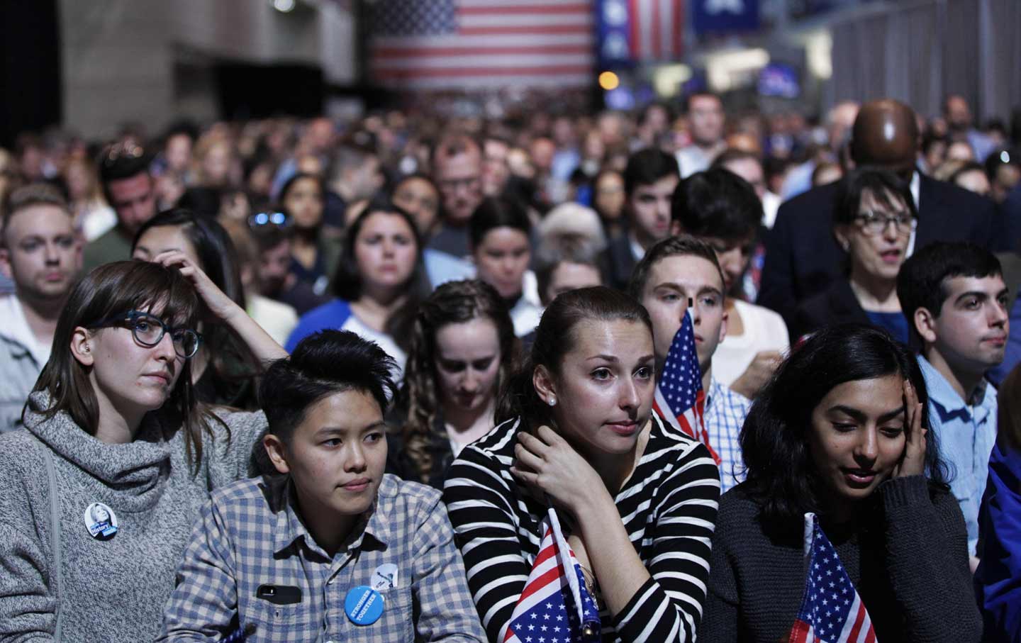 Clinton supporters watch results