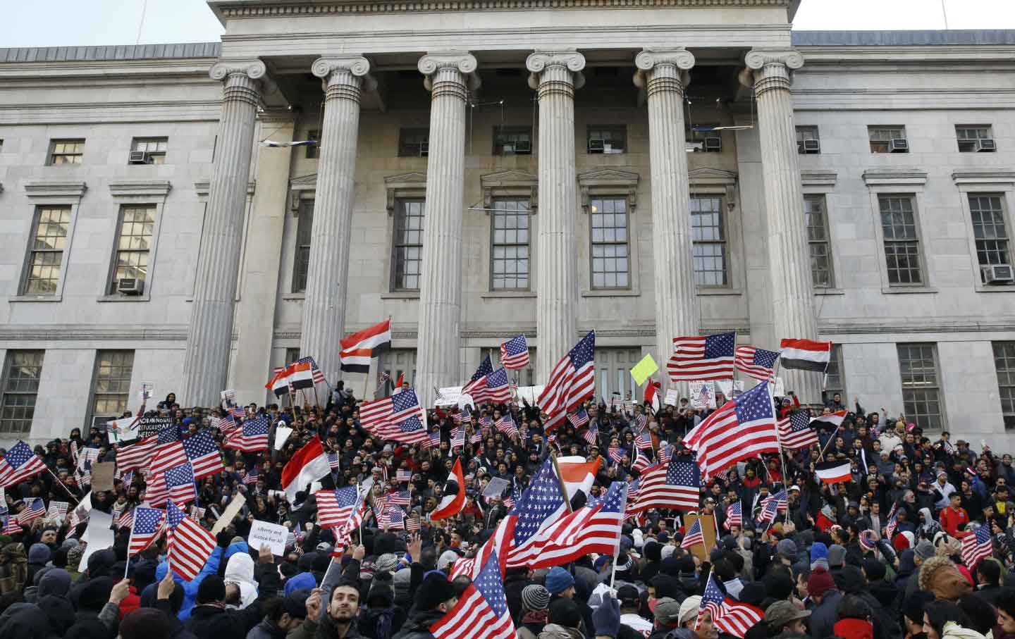 Borough Hall Trump Ban Protest