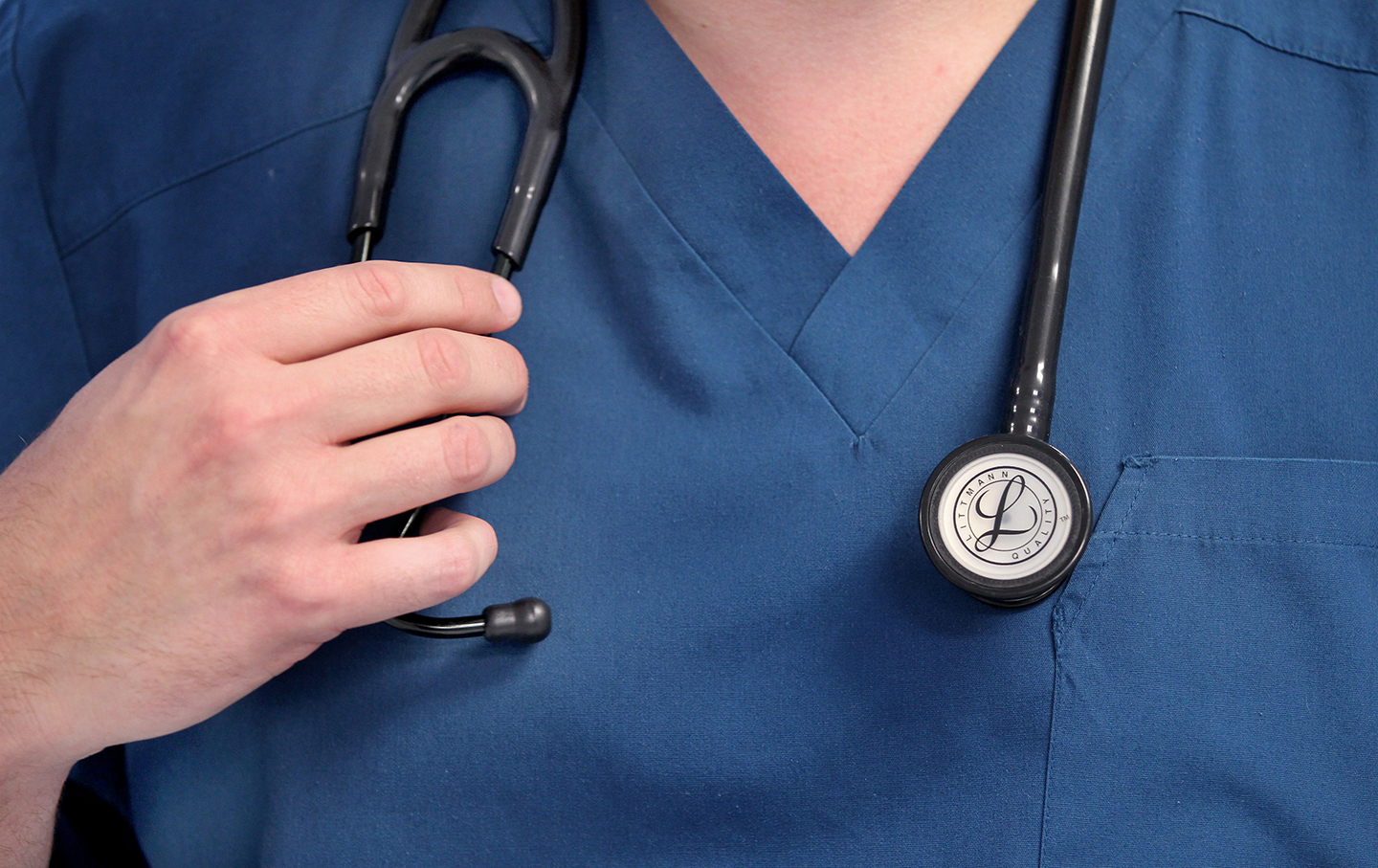 Health care worker with a stethoscope