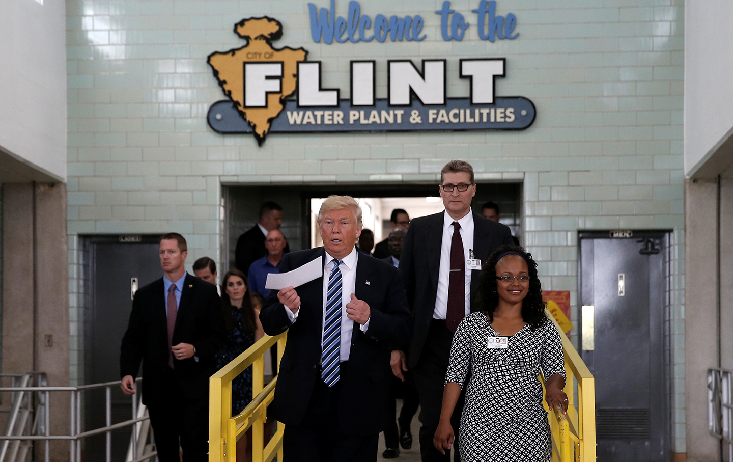 Trump touring the Flint water plant