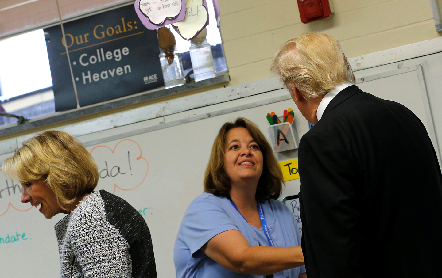 DeVos and Trump visit private schools