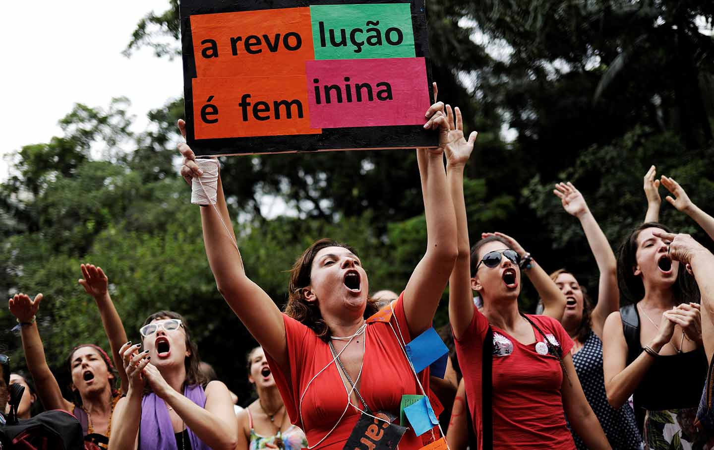 Brazilian women protesting